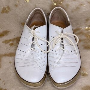NAOT Kumara Women’s White Gold Leather Sneakers Lace Up Shoes 7 US/ 38 EU Casual